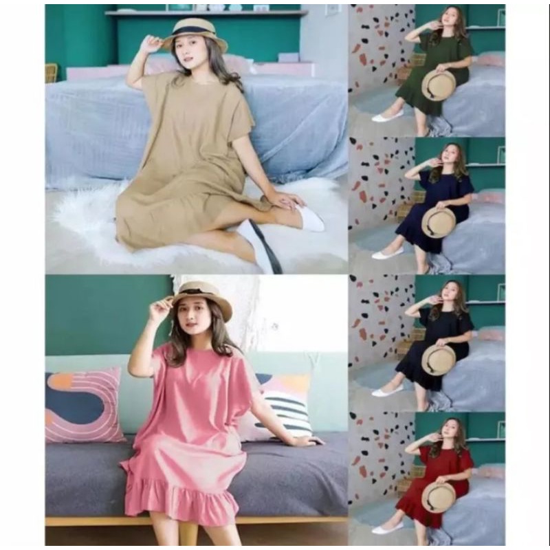 Daster Ruffle Polos Viral | Daster Rampel | Dress Polos Ruffle