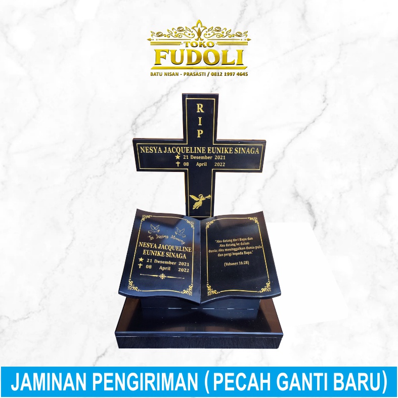 Batu Nisan Kristen da Salib bahan Granit import india kualitas terbaik