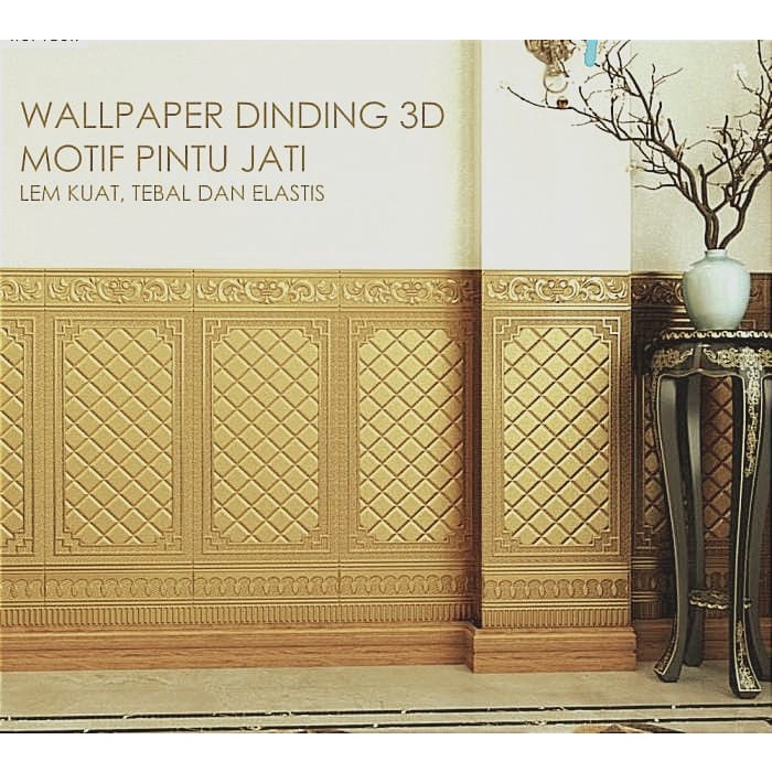 Wallpaper Dinding 3D Motif Pintu Jati Walpaper 3D Wall Foam