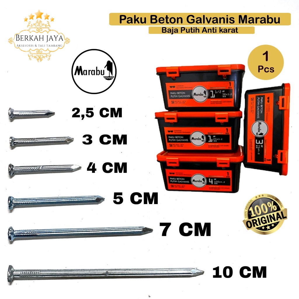 Paku Beton 10cm 7cm 5cm 4cm 2cm Per Pcs Paku Marabu Murah Paku Anti Karat Galvanis Paku Tembok Paku 