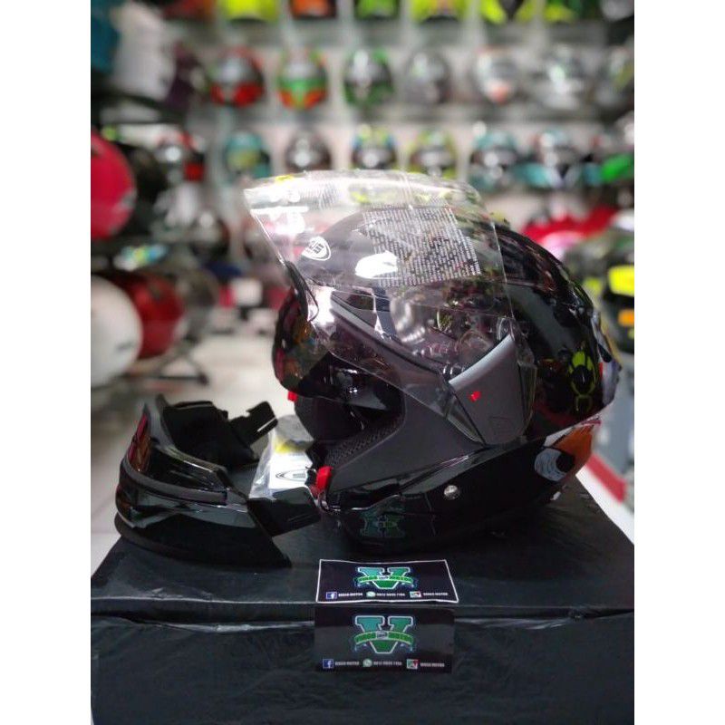 Jual Helm Zeus Zs C Solid Double Visor Shopee Indonesia