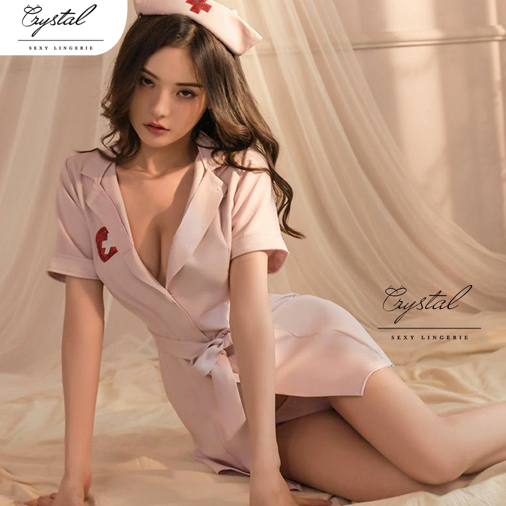 Crystal ANNIE Sexy lingerie nurse / Costume lingerie nurse perawat baju sexy wanita / Kostum Perawat Halloween 245