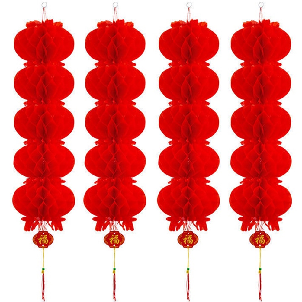 Waterproof Hanging Ornament Plastic Paper Lantern String Honeycomb Lampion Lipat Lampion Kertas Iklan Merah Imlek