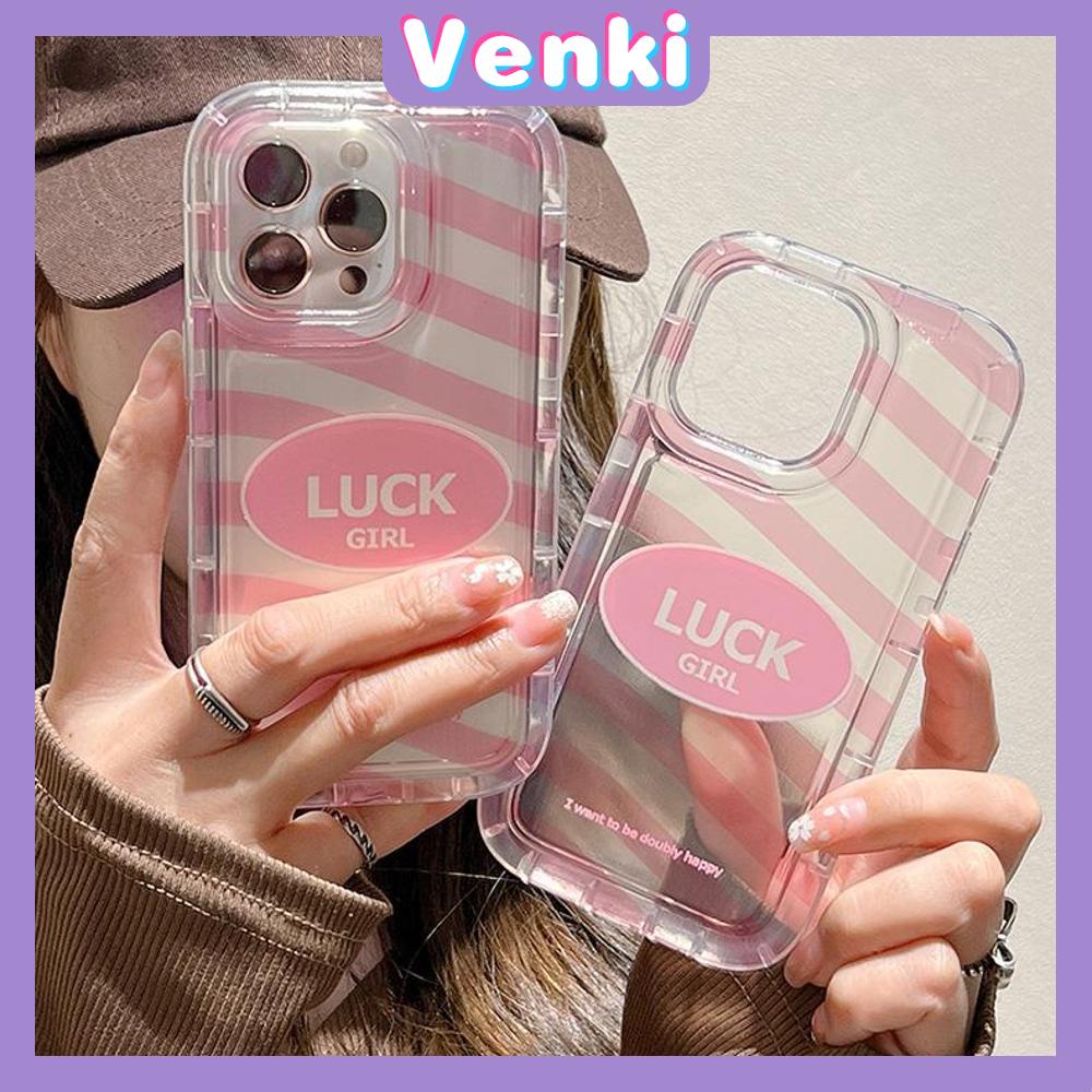 Case For iPhone 14 Pro Max TPU Soft Jelly Airbag Clear Pink Case Cute Stripe Luck Camera Protection Shockproof For iPhone 14 13 12 11 Plus Pro Max 7 Plus X XR