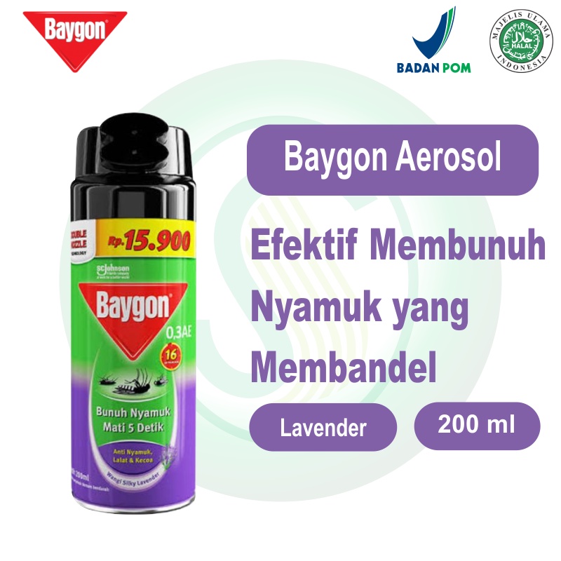 CS1-Baygon  Spray 200ml Bunuh Nyamuk Mati 5 Detik By SC johnson/SALE/PROMO/Baygon Aerosol Silky Lavender 200 ml/BAYGON ORANGE