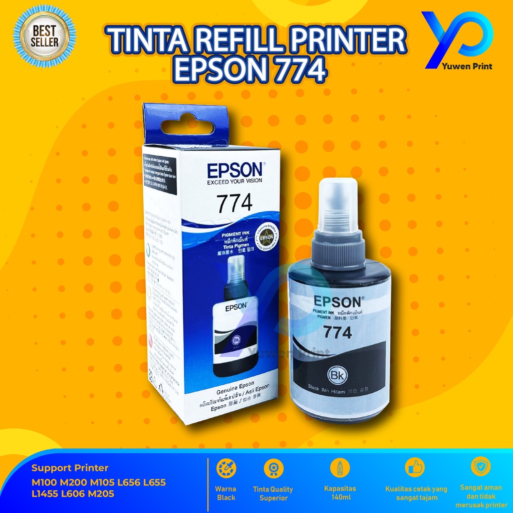 Tinta Epson 774 Black For Printer M100 M200 M105 L656 L655 L1455 L606