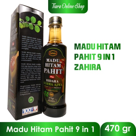 Madu Hitam Pahit Plus Daun Bidara 470 gr | Madu Hitam Pahit Kurma Ajwa | Insulin | Sambiloto | Madu Diabetes