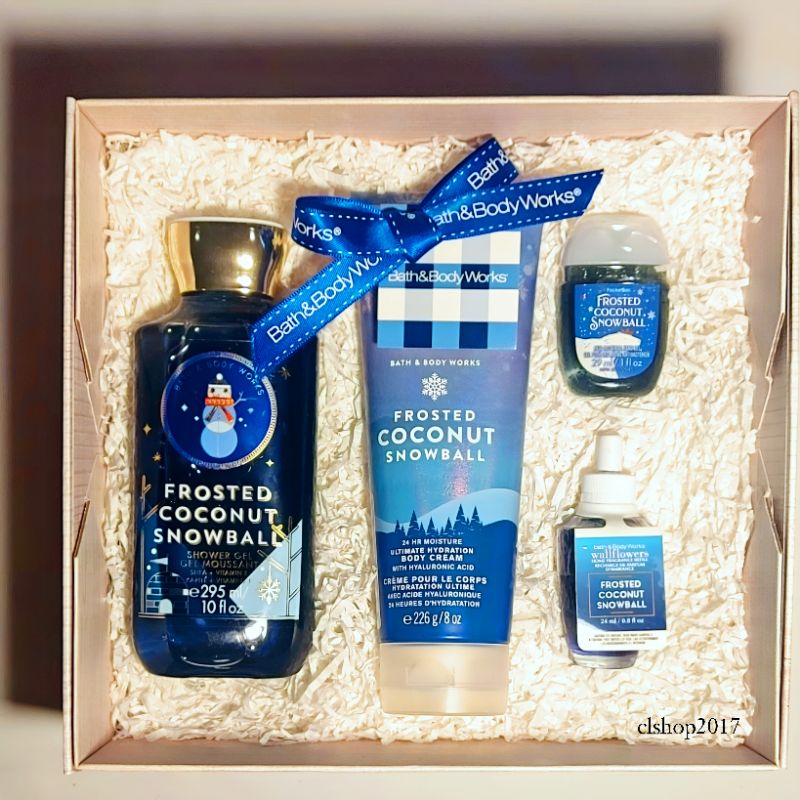 BBW FROSTED COCONUT SNOWBALL FULL SIZE GIFT SET PAKET BATH &amp; BODY WORKS