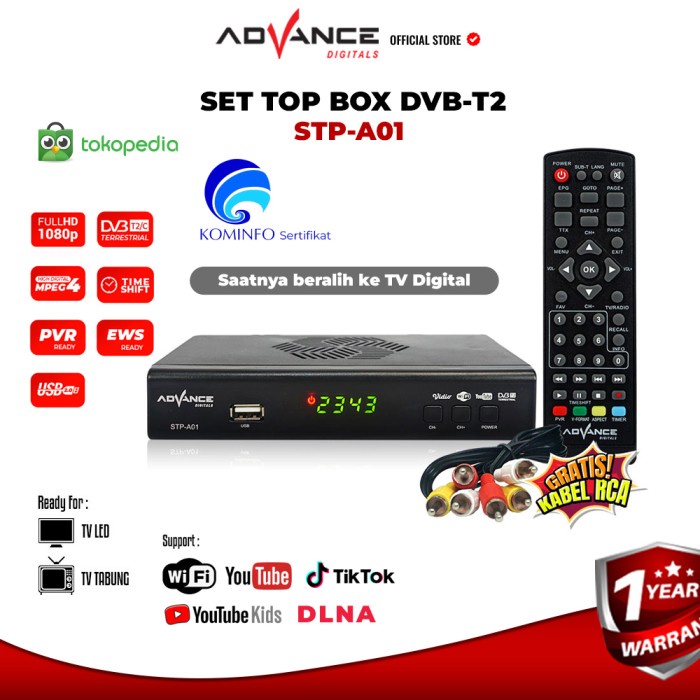 Advance Set TV Digital Receiver Penerima Siaran Full HD STP-A01 TERBAIK