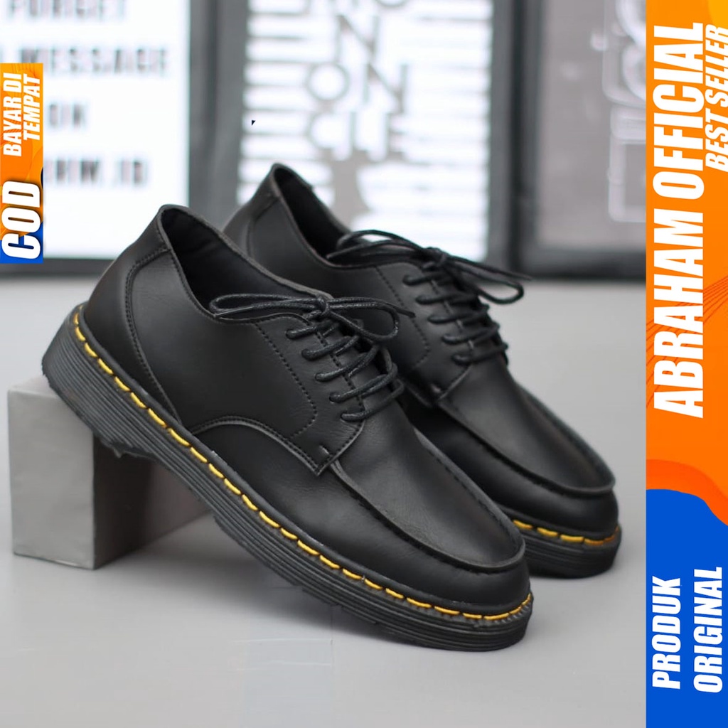 Sepatu Loafers Docmart Formal Pantofel Kerja Pria Hitam Abraham TORETO