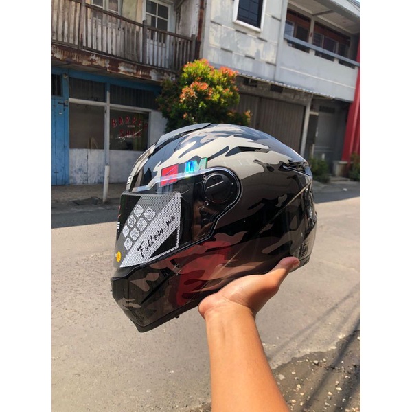 Zeus 811c Black AL58 SilverHelm Harian Touring Merah Hitam Adventure