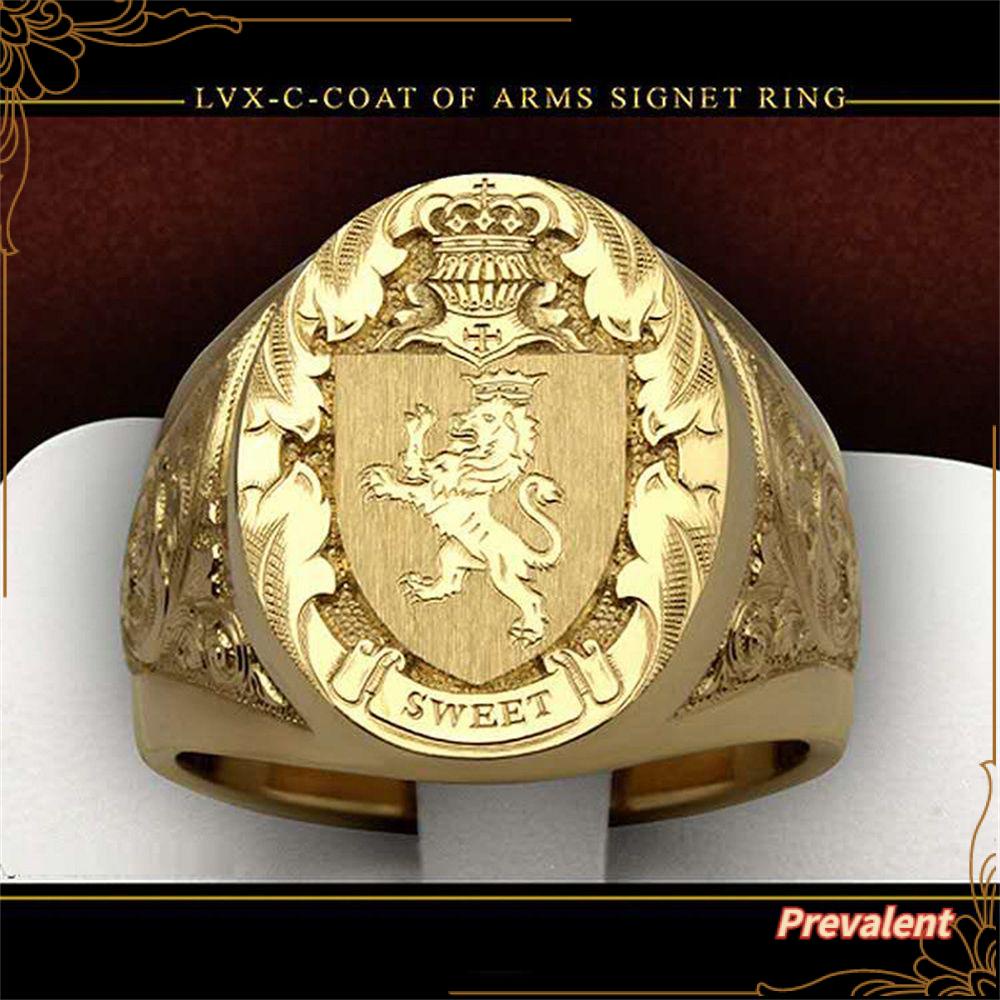 PREVA Royal Seal Ring Fashion Accessories Men's Face Biker Totem Rock Gothic Sculptured Coin