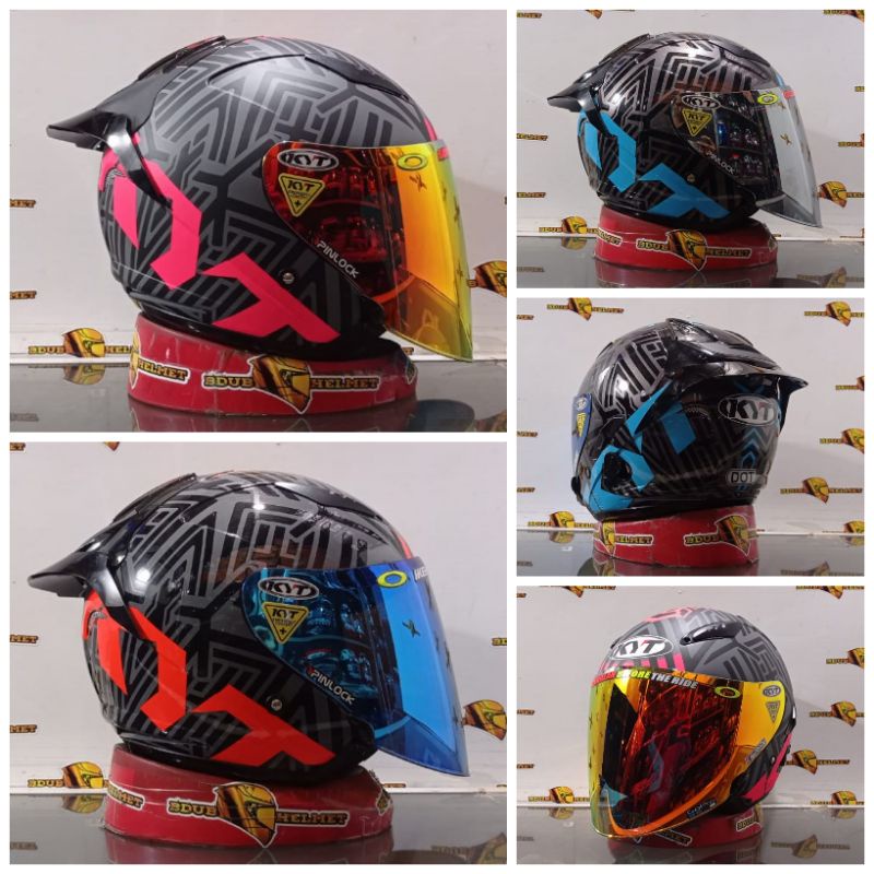 Helm Kyt galaxy slide flat R motif neon sariess paket gantang
