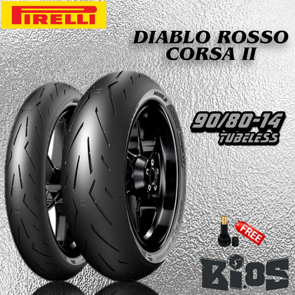 BAN PIRELLI DIABLO ROSSO CORSA II TUBELESS RING 14 &amp; 17 UKURAN 90/80-14 | 90/80-17 | 100/80-17 | 110/70-17 BAN RACING SOFT COMPOUND