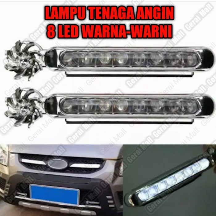 Lampu led tenaga angin mobil 8 mata warna-warni