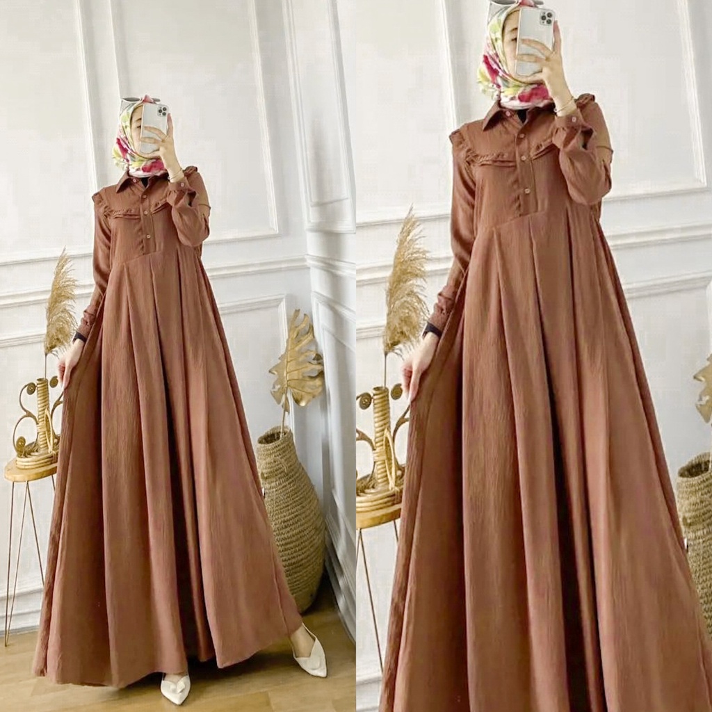 MOLANA DRESS GAMIS PREMIUM WANITA MUSLIMAH AIRFLOW CRINCKLE DEODORA RAYON