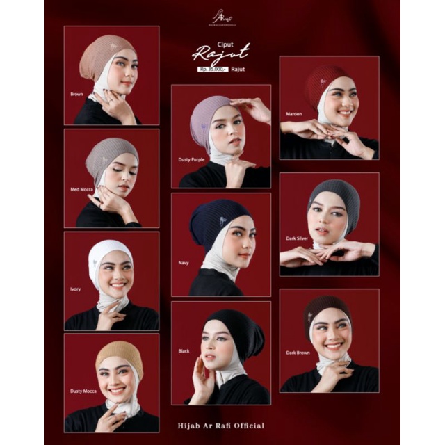 Ciput Rajut Arrafi warna cantik kalem cocok buat muslimah agar tampil lebih stylish bahan rajut nyam