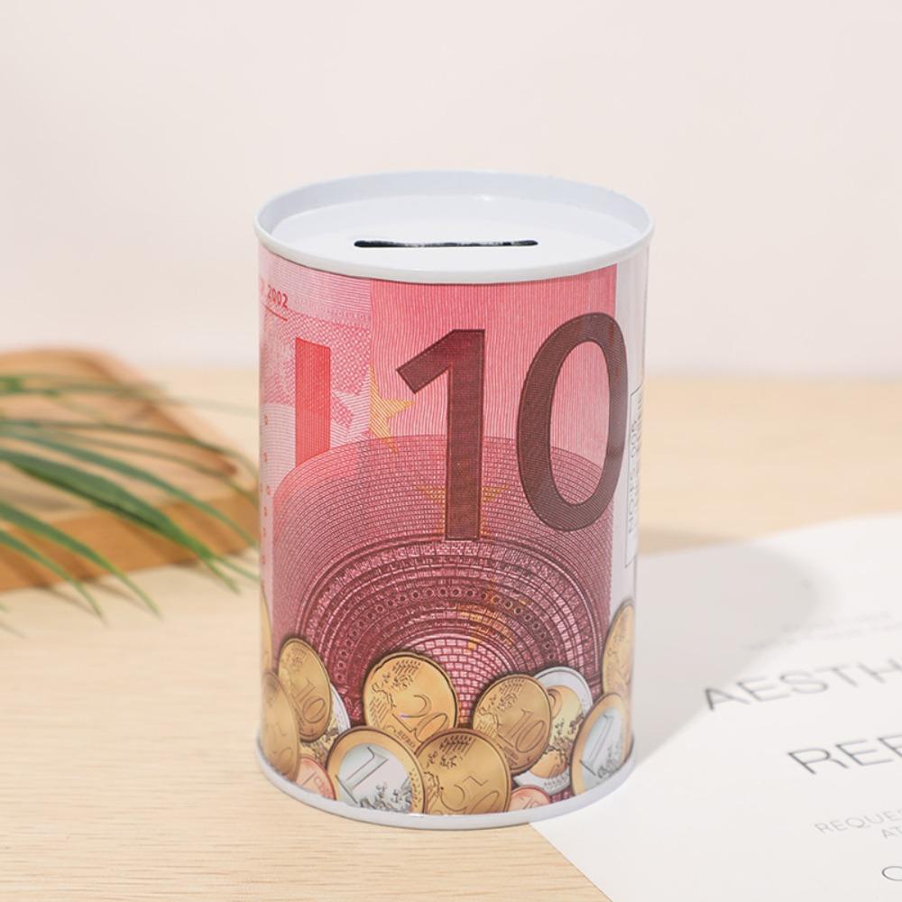NEEDWAY Kotak Uang 1Pcs Tinplate Tahan Lama Koin Hias Euro Deposit Box