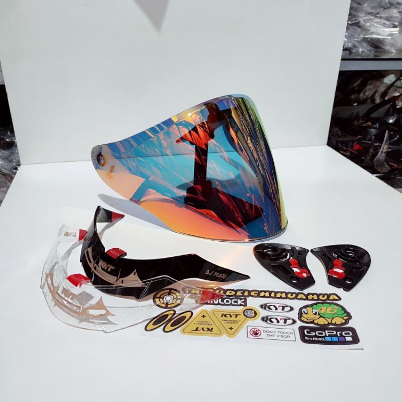 paket Visor kyt galaxy flat r + rachet + spoiler kyt galaxy free sticker visor iridium
