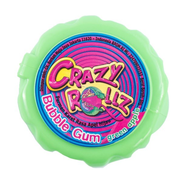 

Crazy Rolls Bubble Gum Assort / Permen Karet Rasa Apel 50 Gr