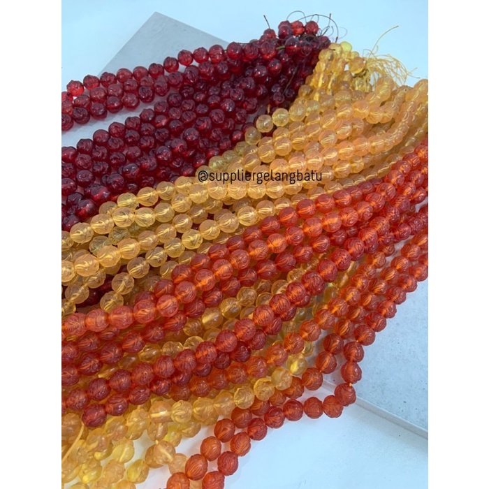 bahan spacer karakter merah kuning orange 12mm manik kuarsa resin gelang kalung