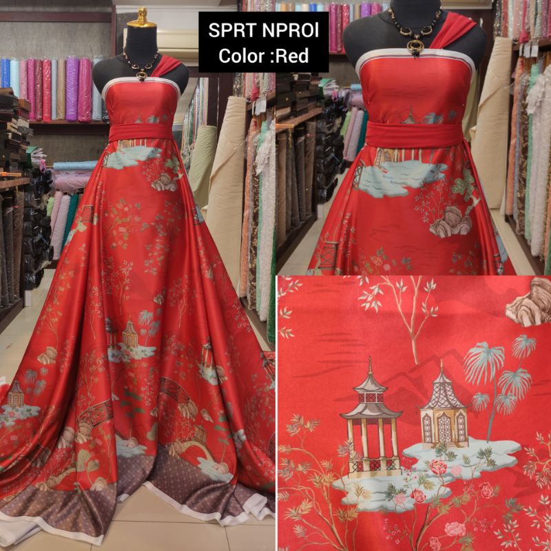 Kain Cheongsam Chongsam Premium Valentino Bridal Merah