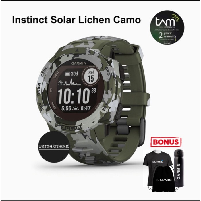 GARMIN INSTINCT SOLAR LICHEN CAMO GARANSI RESMI TAM 2 TAHUN
