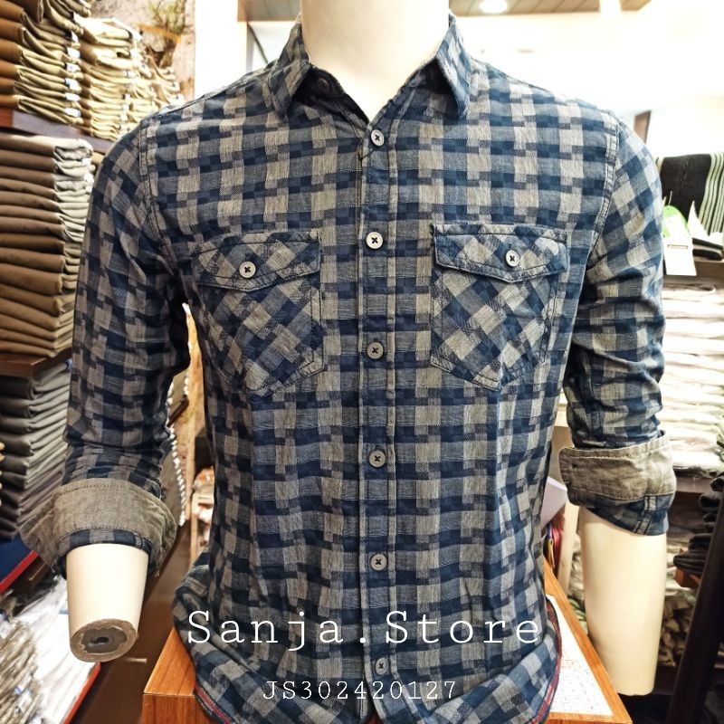 Watchout Jeans Kemeja Pria Tangan Lengan Panjang Baju Hem Cowok Pakaian Lelaki Atasan Laki-laki Jeni