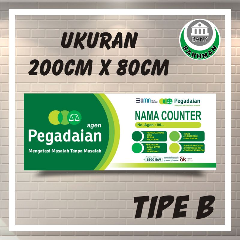 SPANDUK BANNER AGEN PEGADAIAN UKURAN 200CMX80CM