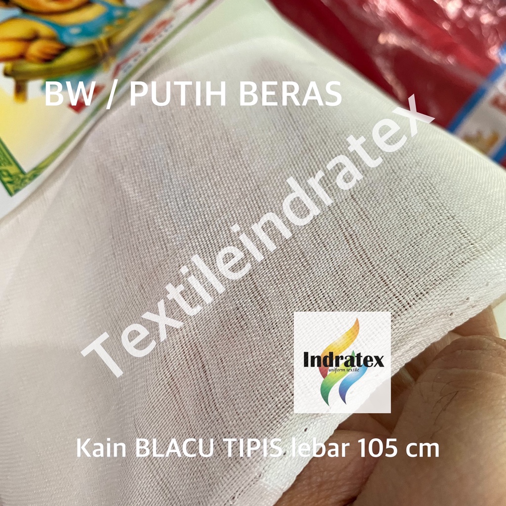 ( per setengah meter ) KAIN BELACU TIPIS cap BABY BLACU LEBAR 105 CM warna putih ECERAN BAHAN KANTONG SOVENIR LAPISAN FURNITURE