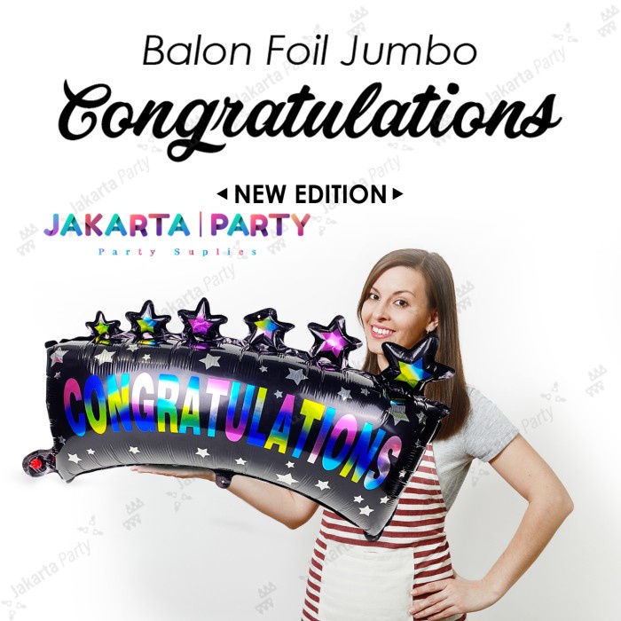 Gradien Congratulation / Foil Crown Congratulation Hitam Jumbo