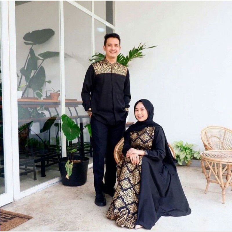 set dress gamis couple batik pasangan suami istri terbaru gamis modern terhits muslimah limited edition terbaru 2022