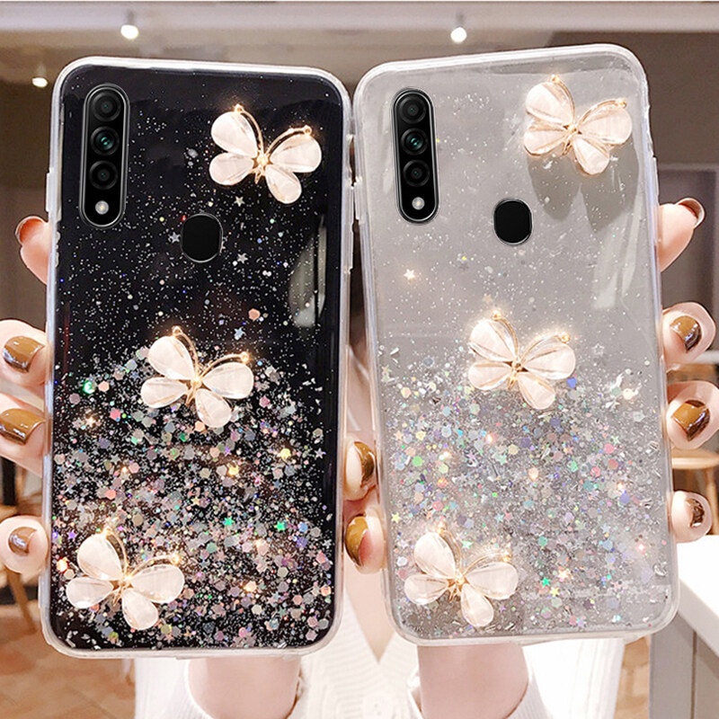 COD 3D Butterfly Glitter Bling Case Casing Handphone Vivo Y12 Y17 Y15 Y11 Redmi Note 7 Note 8 pro No