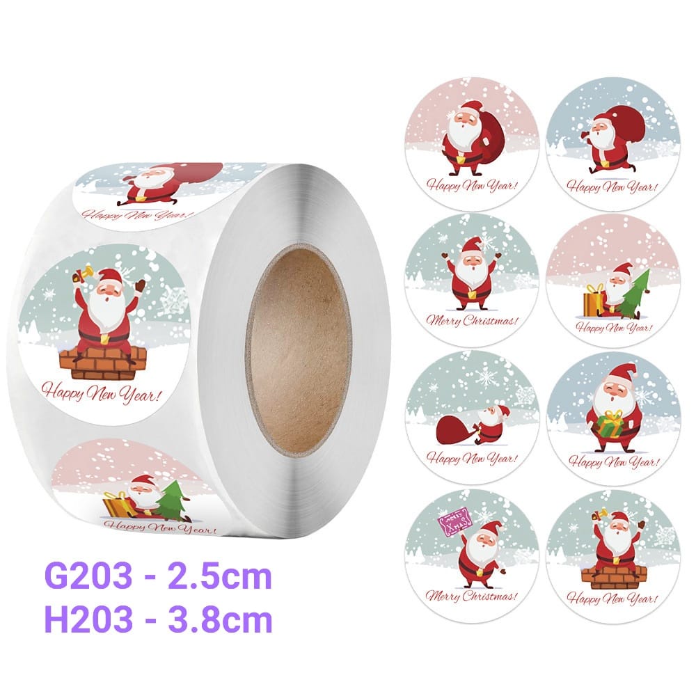 

Sticker Label Christmas roll 3.8cm 500pc / tempelan natal Bulat