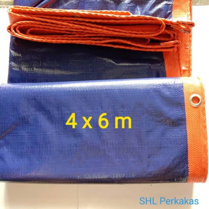 Terpal 4 x 6 (tebal A12 Sakura) biru oren