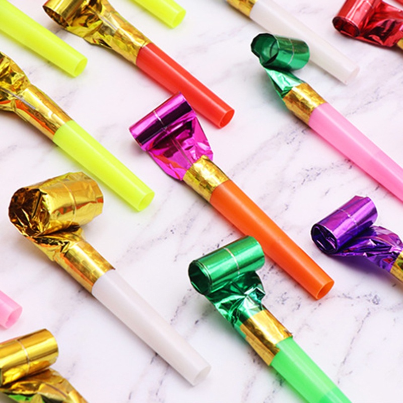 Mary Party Blowers 10pcs Anak-Anak Blowout Noisemakers Cheer Up Whistle Toy Bag Stocking Aksesoris Bersorak Untuk Pesta Fav