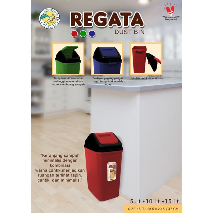 Tong Sampah / Tempat Sampah Plastik Minimalis Regata Series