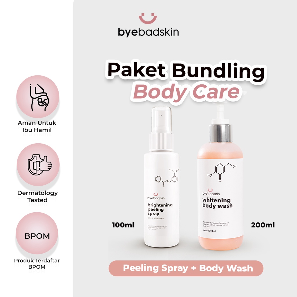 Byebadskin Bundling Hemat Peeling Spray dan Body Wash