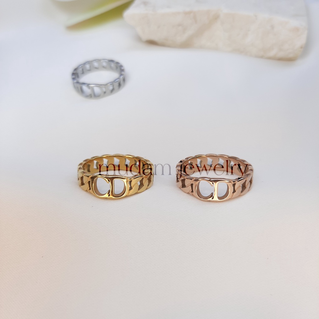 Cincin Titanium Lebar 5mm dan 8mm D Mewah dan Elegan Tersedia Warna Rose Gold, Gold dan Silver