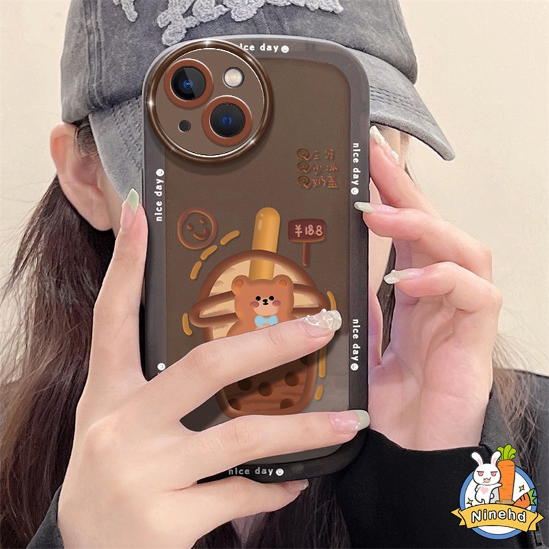 IPHONE Casing Kompatibel Untuk Iphone14 13 12 11 Pro Max Xr X Xs Max Iphone7 8 6 6s Plus Se2020 DIY Lucu Kartun Beruang Bingkai Melingkar Lensa Casing Ponsel Shockproof Soft Case Cover Pelindung