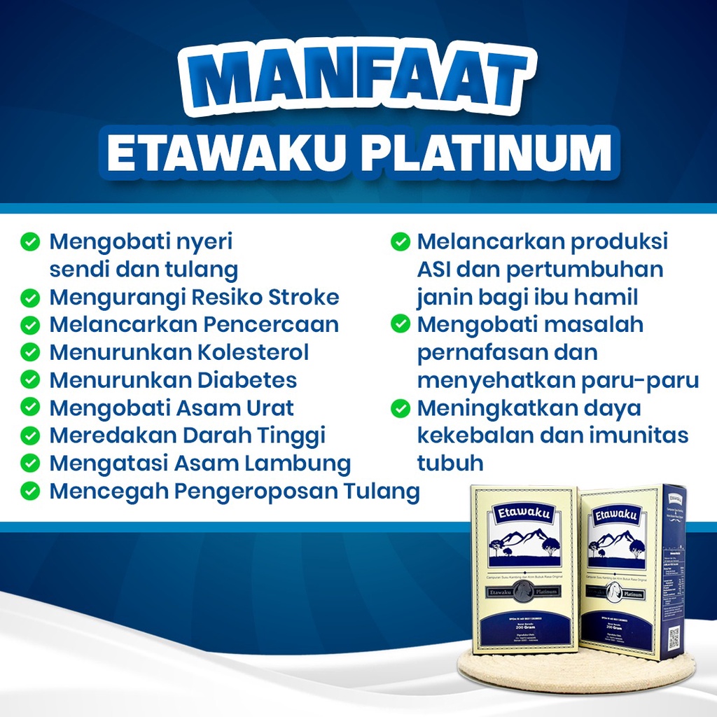 Paket 3 Box Etawaku Platinum - Paket Bebas Sesak Nafas  Etawaku Platinum Cepat Atasi Masalah Tulang &amp; Sendi Solusi Pernafasan Susu Kambing Etawa Kualitas Premium Non Gula Tingkatkan Daya Tahan Tubuh &amp; Imunitas 200g