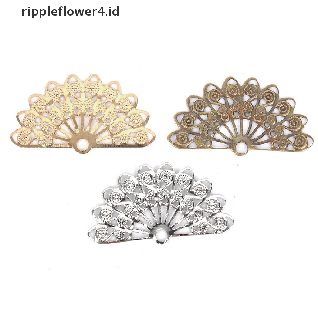 {rippleflower4.id} 100pcs Bunga Kerawang DIY Aksesoris Kerajinan Tangan Metal Konektor Untuk Membuat Perhiasan  ~