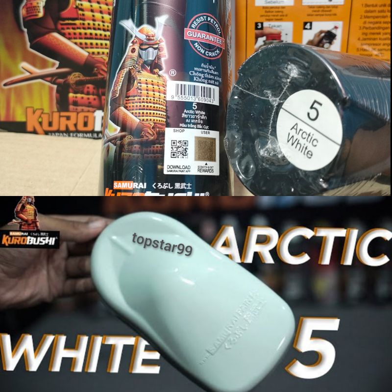 Pilok Pilox Cat Samurai Arctic White 5 Putih Artic Putih Tulang 400ml Cat Semprot Samurai Paint Kurobushi Aerosol