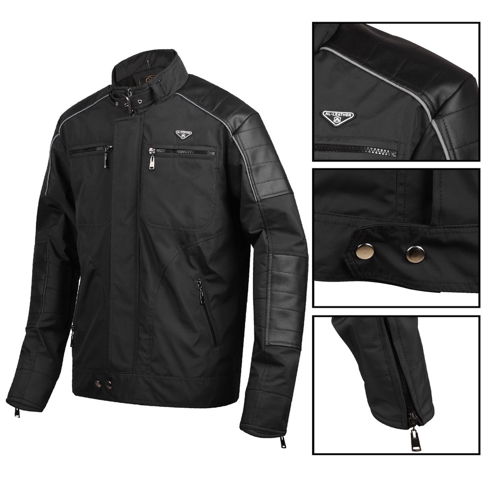 AL-Leather Jaket Pria Malcolm Merlyn Kombinasi Kulit Bonding Premium Tahan angin &amp; air