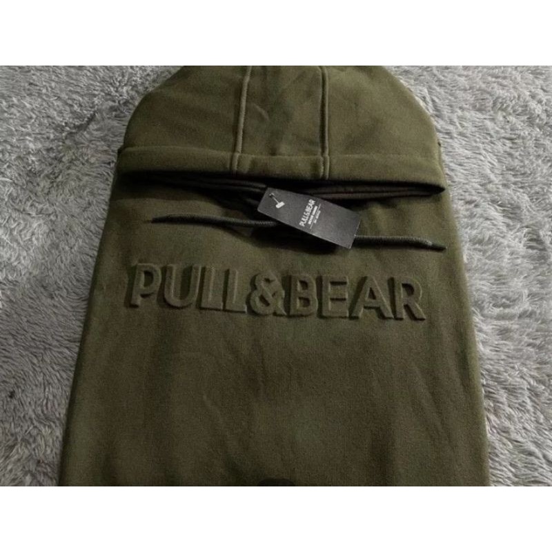 sweater hoodie pria pull & bear Embos 3D Bahan Cotton Premium Tebal hodie wanita aesthetic XXL XL M L sweater hodie cewek-Army