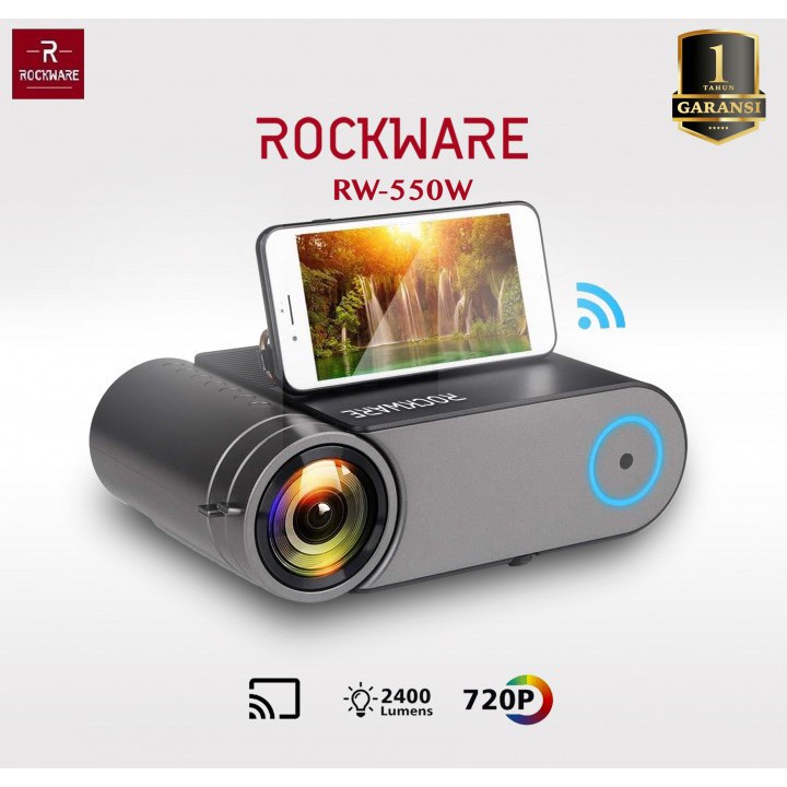 ROCKWARE RW-550W - HD 720P Projector 2400 Lumens - Mirroring Display