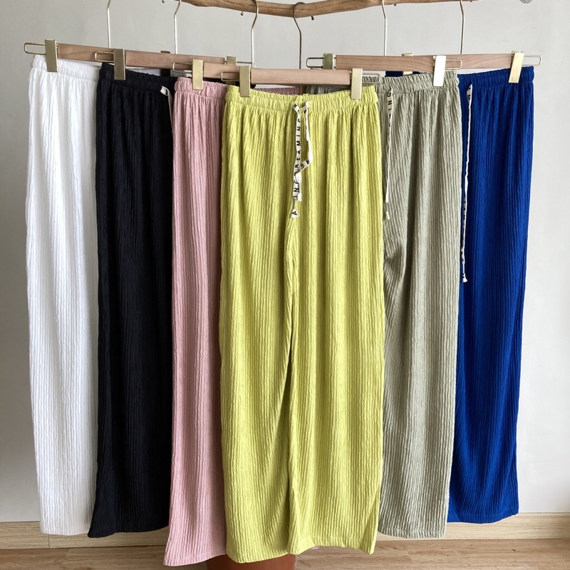 Jiny Crinkle Pants / Celana Kulot Crinkle Tali Import