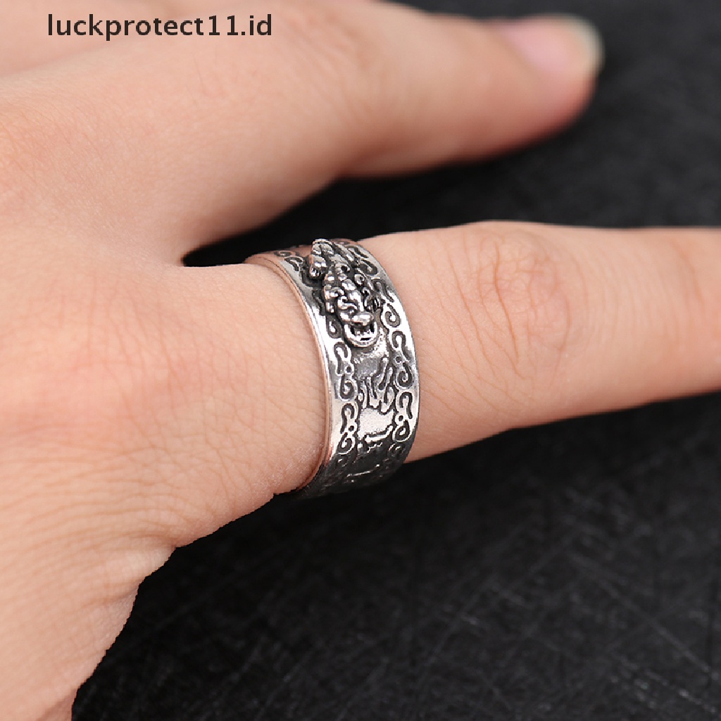 /Fashion Hot// Fashion// Feng Shui Pixiu Mani Mantra Perlindungan Kekayaan Cincin Perhiasan Adjustable Keberuntungan Terbaik.