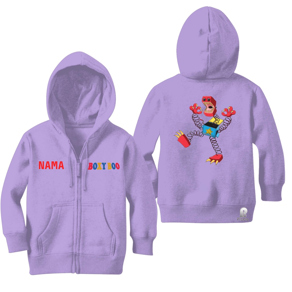 SWEATER HOODIE ZIPPER ANAK MOTIF BOXY BOO UNISEX (FREE NAMA)
