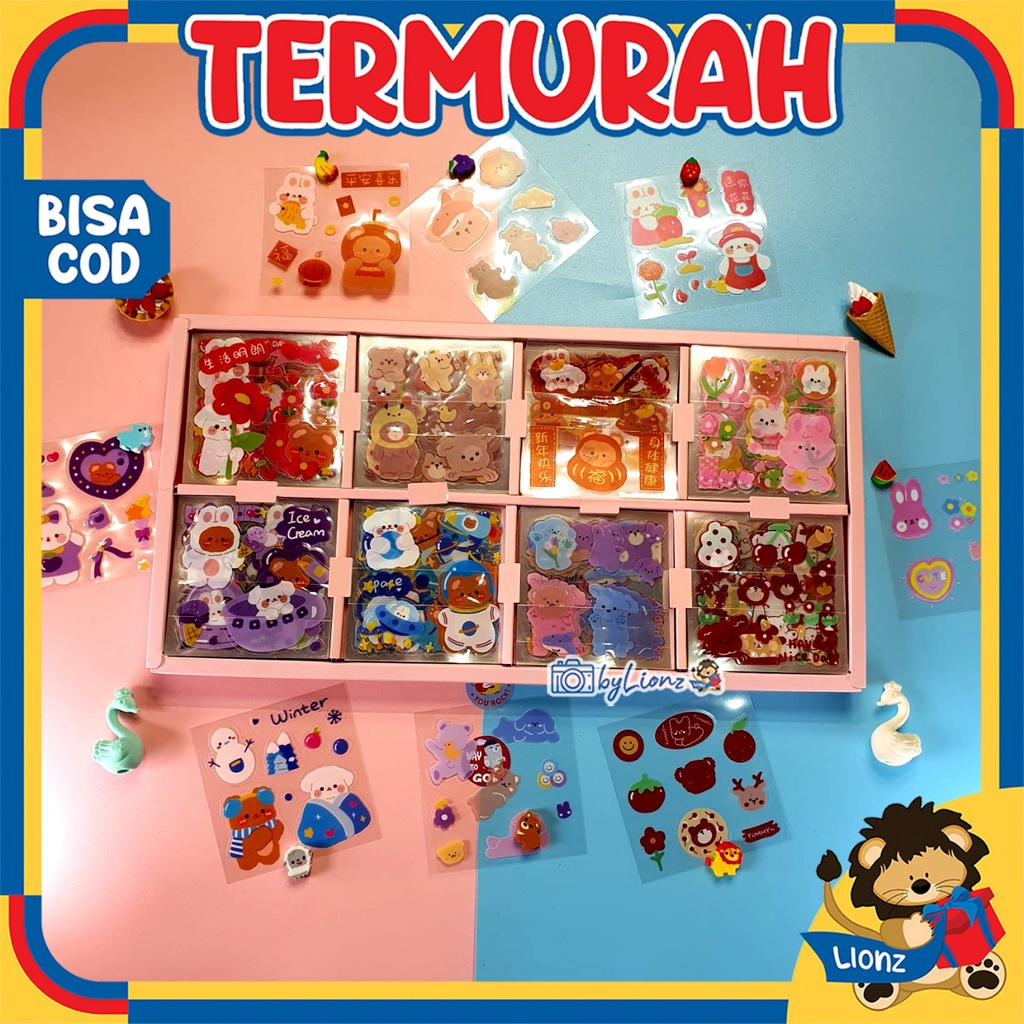 Aneka Sticker 200 lembar Waterproof Lucu Viral by Lionz.idn